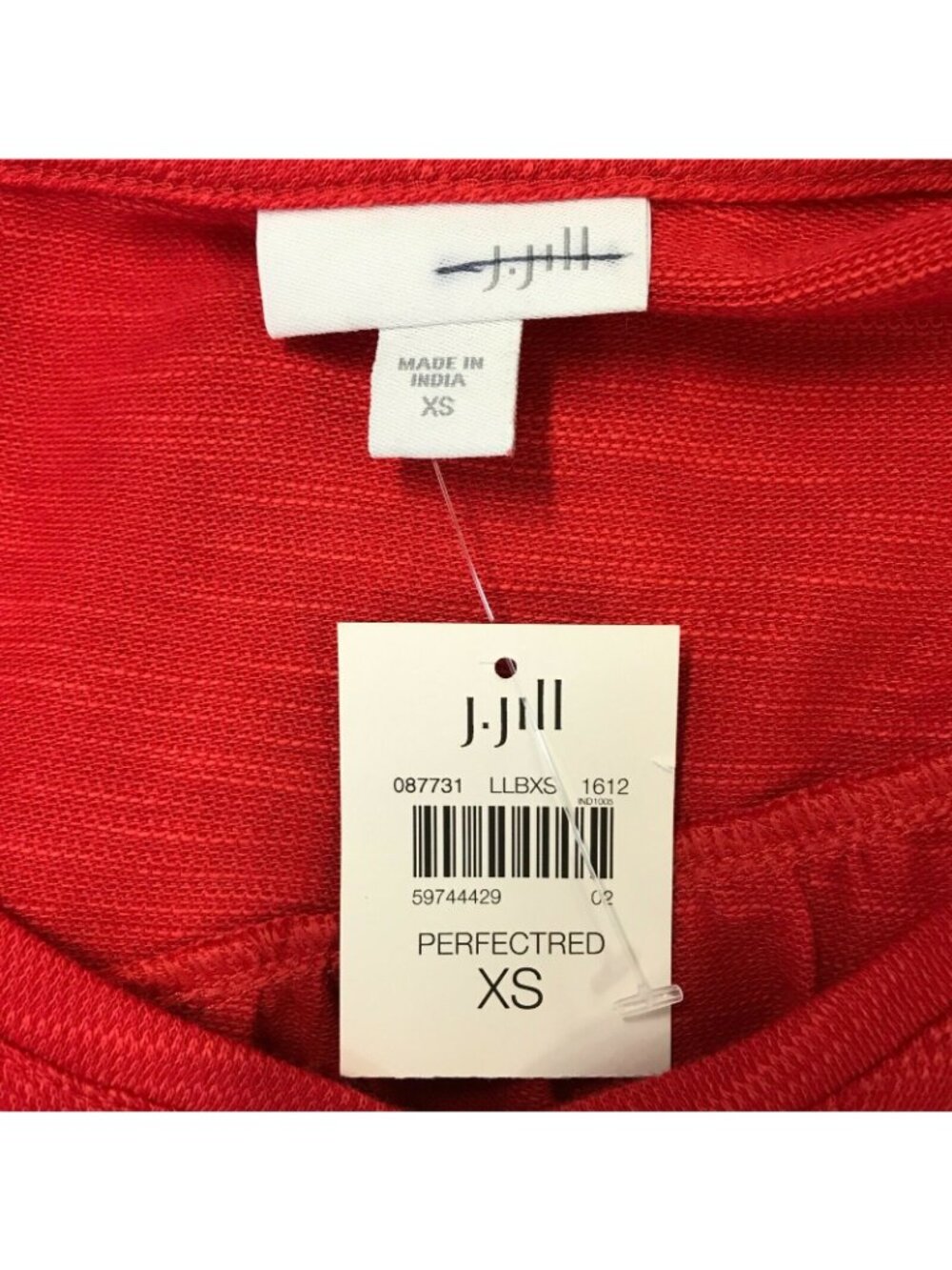 NWT J. Jill Red Long Sleeve V-Neck Tunic With Front Pockets XS Cotton Blend - Picture 5 of 7